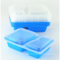 Recipientes de preparación de comida reutilizables sin BPA de 2 compartimientos Bandejas de almacenamiento de comida plásticas con tapas herméticas Se pueden guardar en el microondas